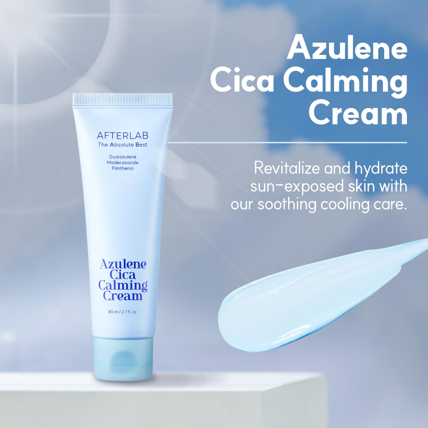 AFTERLAB Azulene CICA Calming Cream - Soothing Facial Moisturizer for Redness Relief and Skin Hydration, Korean Skin Care for Sensitive Skin, 2.7 fl.oz/ 80ml