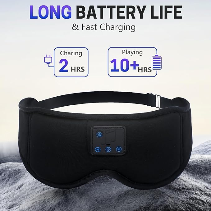 Aurya Sleep Mask with Bluetooth Headphones, 3D Eye Mask for Sleeping, 5.4 Wireless Sleeping Headphones with Ultra-Thin HD Stereo Speaker for Side Sleeper, Office Nap, Air Travel, Meditation
