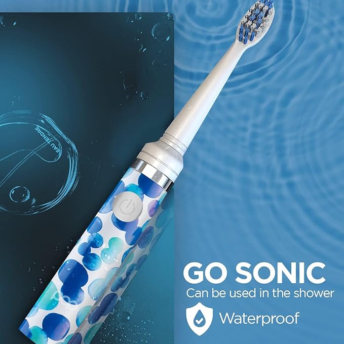 2-Pack Pop Sonic Electric Toothbrush (Blue Bubble + Black) - Travel Toothbrushes w/AAA Battery | Kids Electric Toothbrushes with 2 Speed & 15,000-30,000 Strokes/Minute, Dupont Nylon Bristles