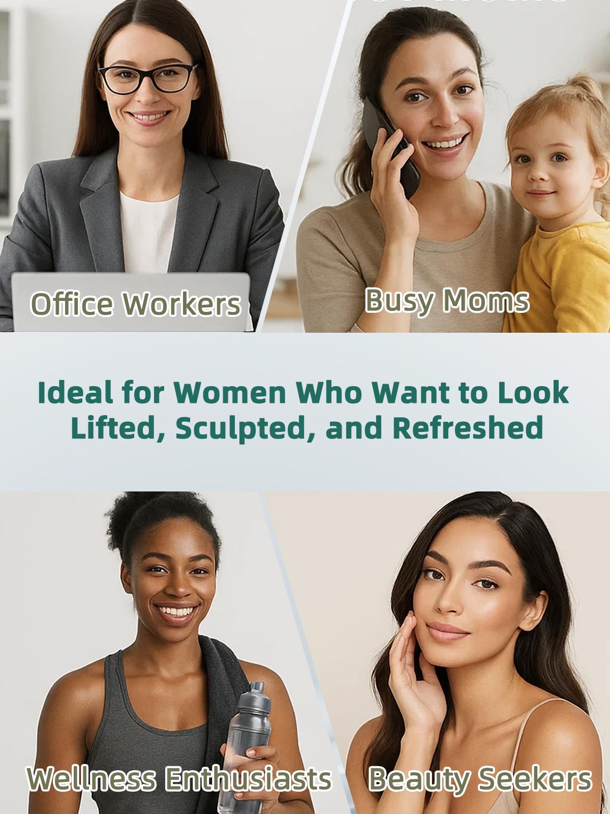 Kinbana Lymphatic Contour Face Brush – Face Massager for Lymphatic Drainage, Double Chin Reducer, and Facial Sculpting – Gentle Vibrating Lymphatic Drainage Tool for Jawline & Puffiness - Green