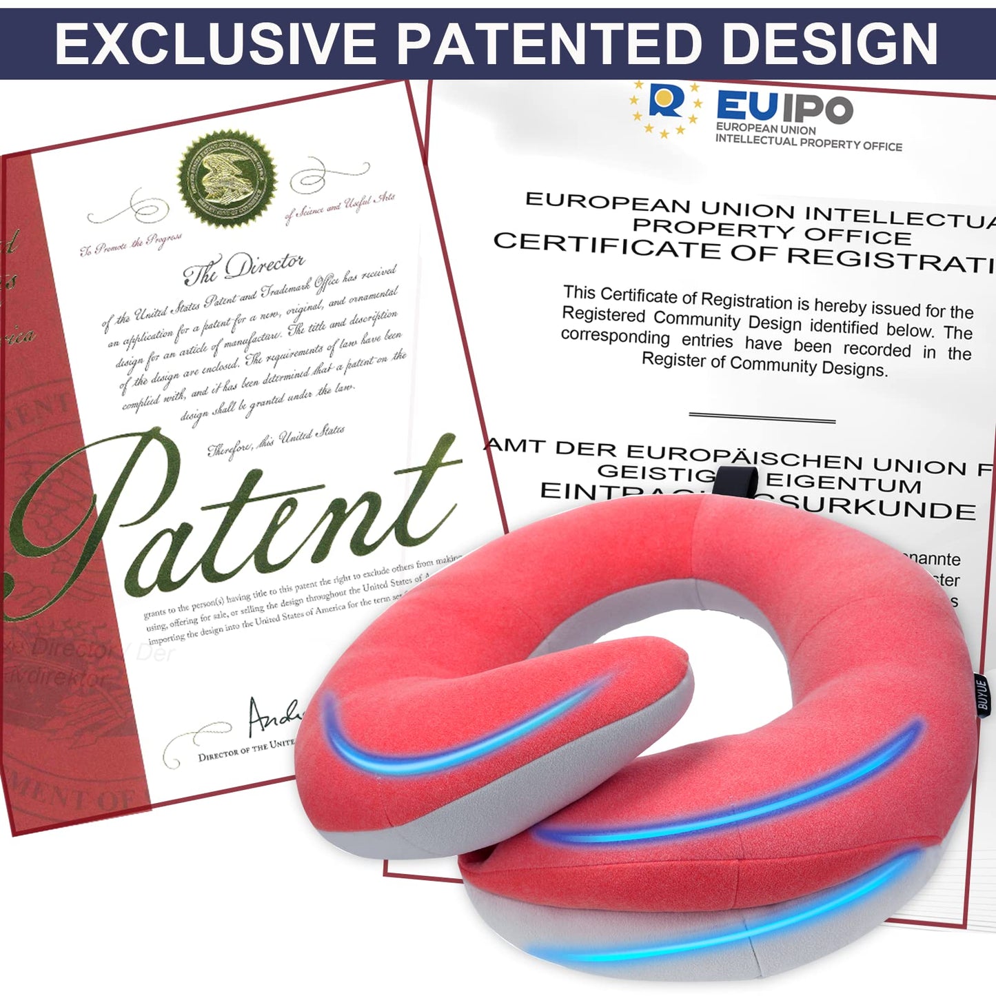 BUYUE Travel Neck Pillows for Airplanes, 360° Head Support Sleep for Long Flight, Skin-Friendly & Breathable, Kit with 3D Contoured Eye Mask, Earplugs and Storage Bag (Adult, Pink, 90+ lbs)