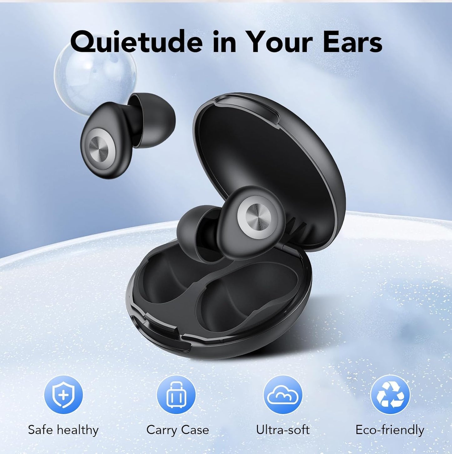 Ear Plugs for Sleeping Noise Cancelling, 45dB Earplugs for Noise Reduction, Reusable Noise Cancelling Ear Plugs Hearing Protection for Focus/Study/Work/Concert, Silicone EarPlugs with Case & 8 Eartips