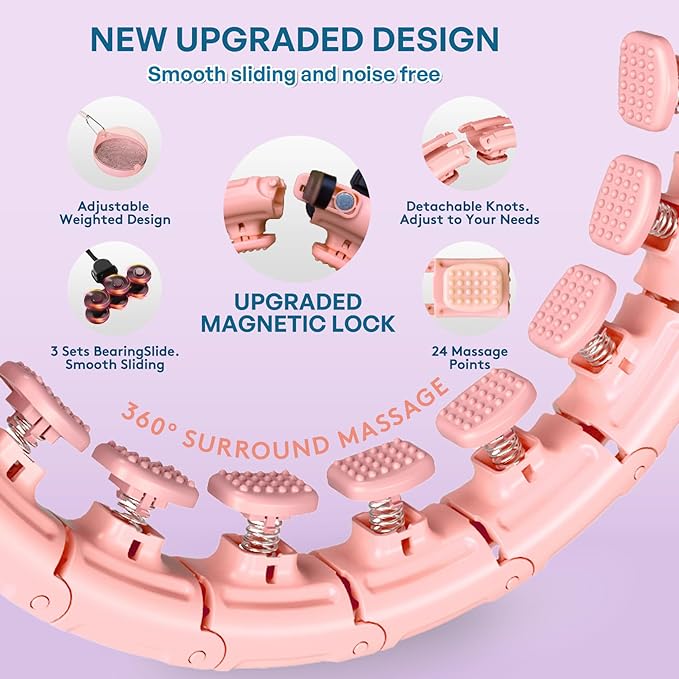 30/12 Knots, Upgraded Magnetic Lock Weighted Hula Hoop for Adults Weight Loss, Infinity Hoop Plus Size, Children Adults Home Outdoors, Fitness Exercise, Abdominal Toner