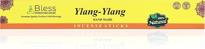 Bless-YLANG-YLANG 100%-Natural-Handmade-Hand-Dipped-Incense-Sticks Organic-Chemicals-Charcoal-Free Purification-Relaxation-Positivity-Yoga-Meditation Best-Woods-Scent (25 Sticks (1.4 OZ))