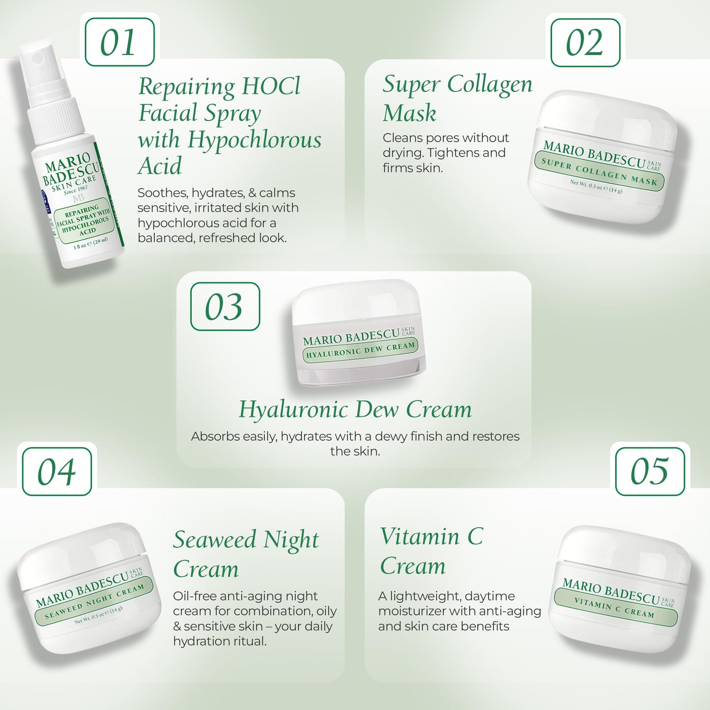 A Little Bit of Mario 10-Piece Skincare Kit – Vitamin C Serum, Glycolic Acid Toner, Hyaluronic Dew Cream, Collagen Mask, HOCI Spray & Cleanser – Brightening, Anti-Aging & Hydration – Travel & Gift Set