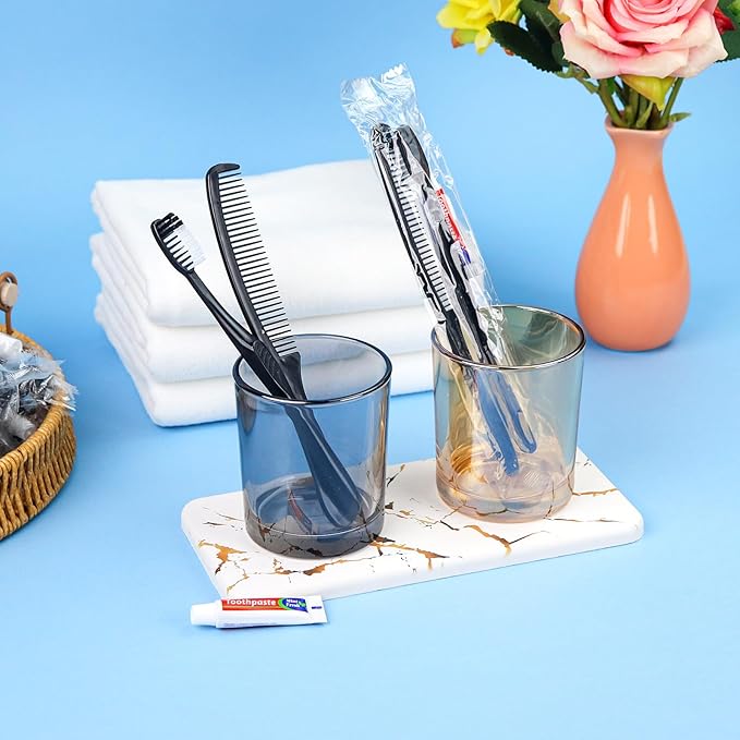 Black Disposable Toothbrushes with Toothpaste and Comb - Pack of 30,Individually Wrapped Single Use Travel Toothbrushes Kit Bulk for Homeless,Guests,Hotel