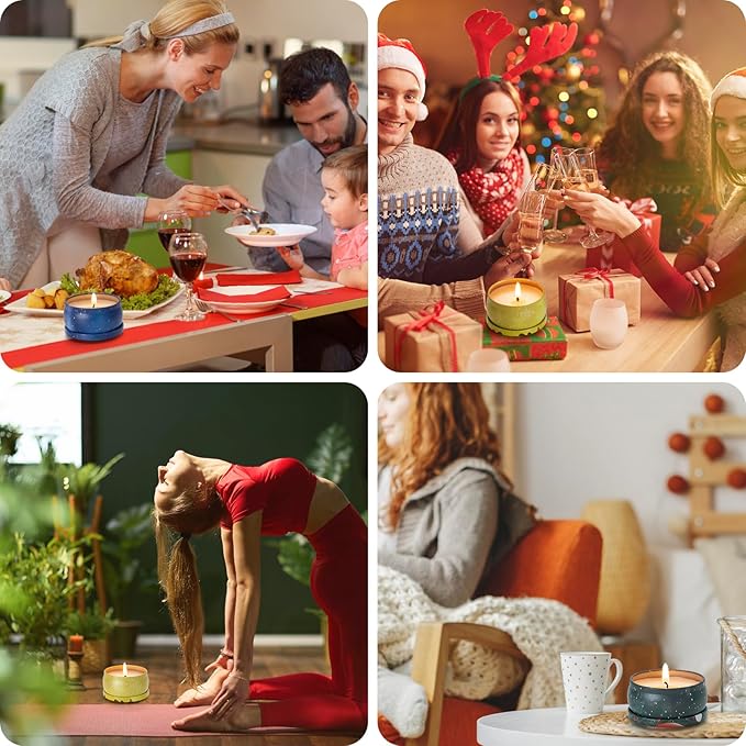 Hausware 3 Pack Scented Candles, 2.5 oz Aromatherapy Candles,Soy Candles Set with 72H Burning Time,Christmas Candles,Christmas Gift for Women (Apple Cinnamon+Cedar+Vanilla Cake)