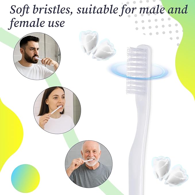 200 Pack Individually Wrapped Disposable Toothbrush Bulk, Soft Bristle Travel Toothbrush for Adults, Hotels, Travel, Donation, White