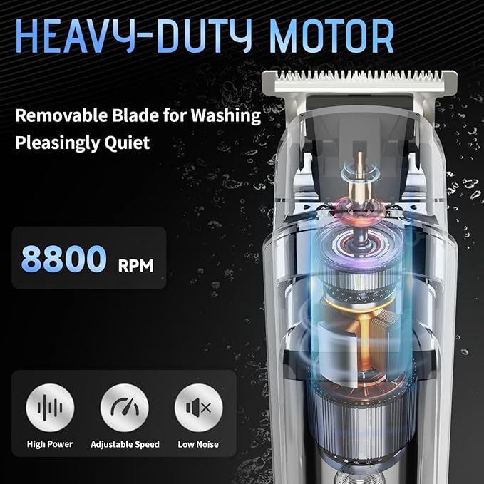 Beard Trimmer for Men 13 Pieces Grooming Kit, Cordless Hair Clippers, Men's Hair Trimmer for Nose Ear Face Mustache & Body Trimmer, Waterproof, with LED Display, Gifts for Men, Black