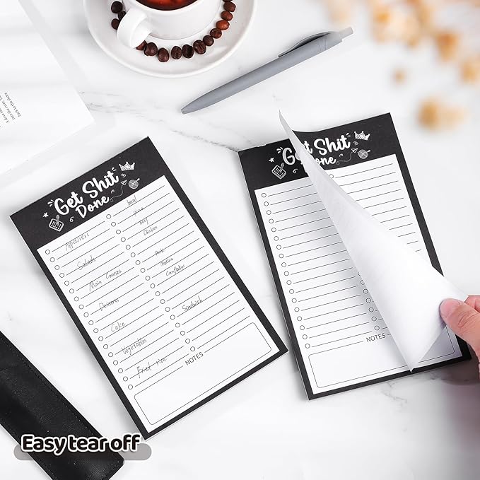 2 Pack Grocery List Magnet Pad for Fridge with Pen Holder, Total 120 Sheets Magnetic Note Pad for Fridge Full Back Magnet Shopping List, To Do List, Memo Notepads, 4.5x7.5"(Simple Style)