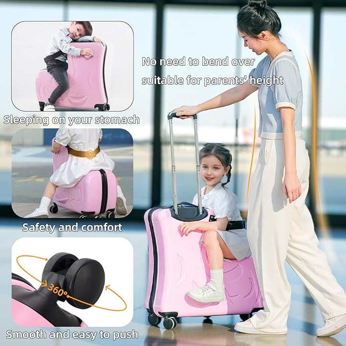 Kids Ride On Suitcase with Wheels, Scooter Luggage for Toddlers Travel, Durable Children's Suitcase for Boys & Girls Ages 2-12 Years