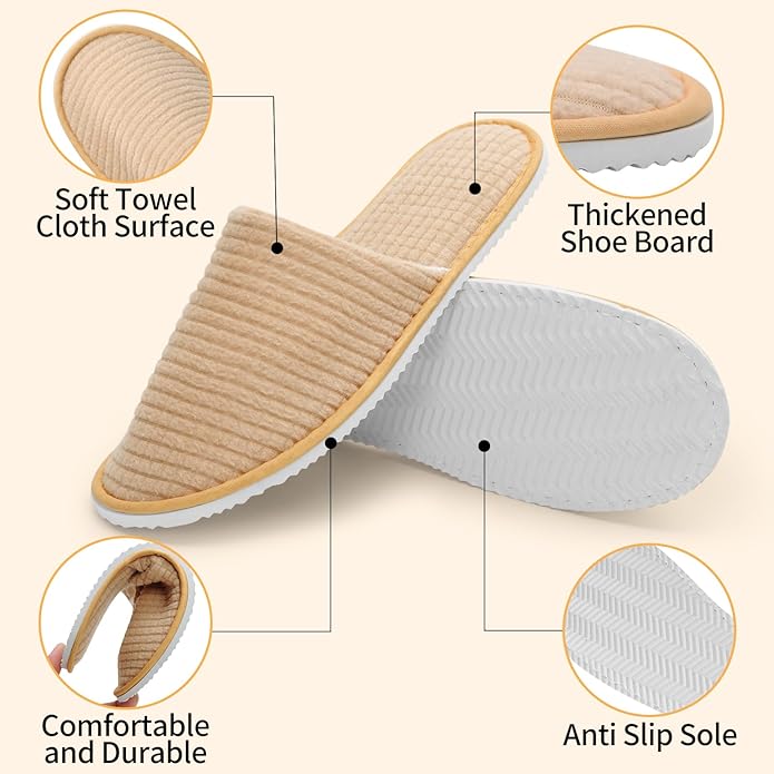 30 Pairs House Slippers Non Slip Disposable Washable Reusable Closed Toe Hotel Slippers for Guests Spa Travel Home Indoor Wedding Party