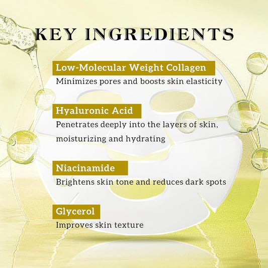 Bio-Collagen Real Deep Anti Wrinkle Lifting Mask, Overnight Hydrating Face Mask for All Skin Types, Original Bio Collagen Face Mask for Moisturizing, Firming, Glowing, Plump Skin, 8 Packs