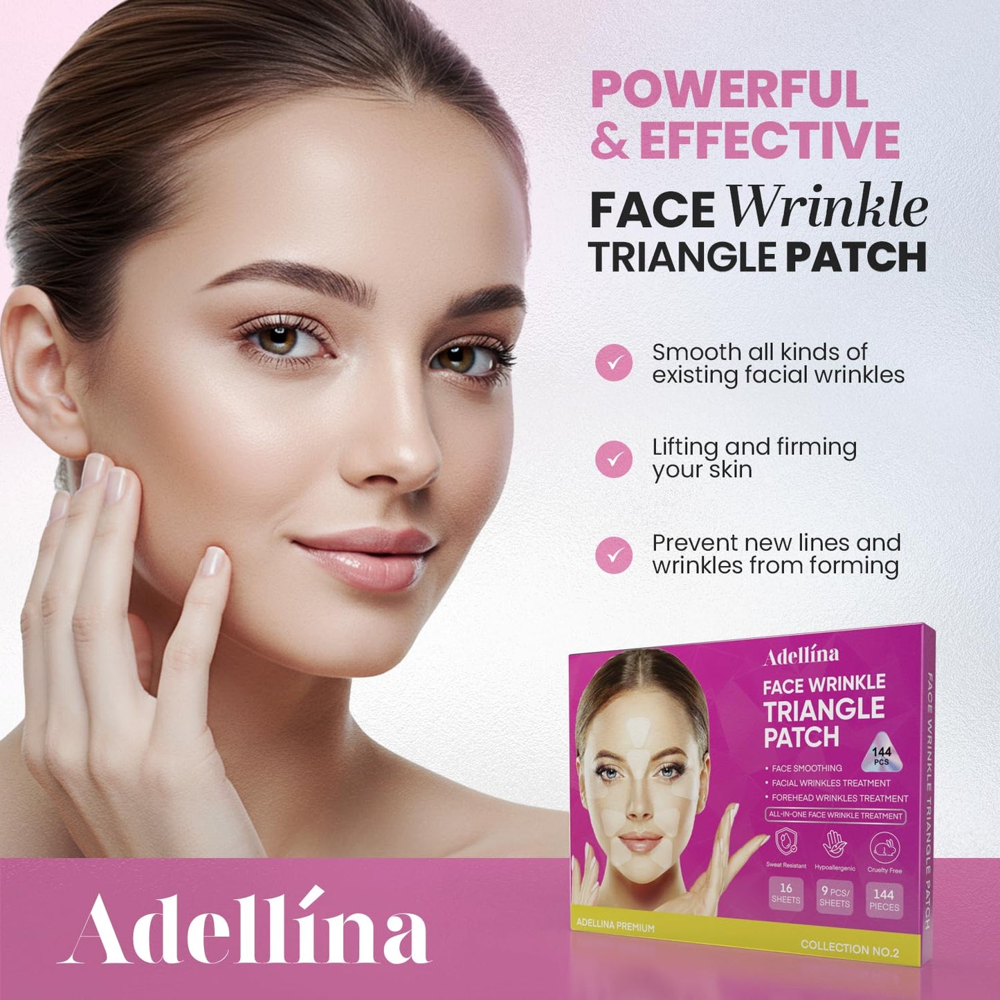 New Anti Facial Wrinkle Patches: Anti Wrinkle Patches Overnight - Smile Line Pathces - Facial Wrinkle Patche for Forehead, Smile Line, Under Eye 144 Pcsx 1Pack
