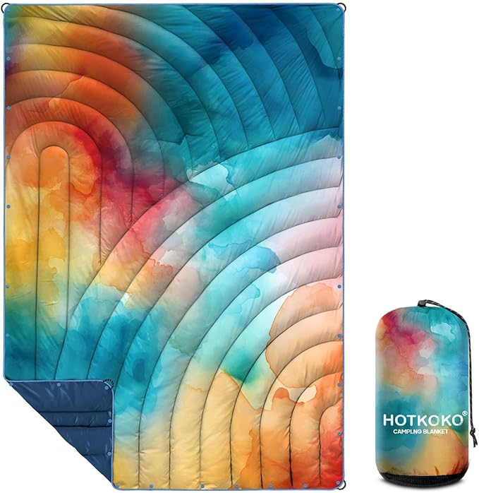 Camping Blanket,Puffy Printed Camp Blankets Lightweight Packable for Outdoor Camping,Traveling, Stadium, Hiking, Picnics
