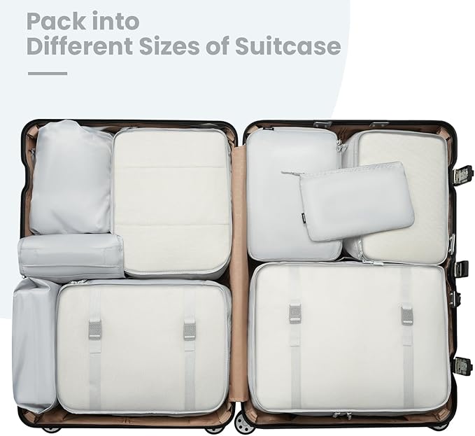 BAGAIL 6 Set/8 Set/10 Set Packing Cubes Various Sizes Packing Organizer for Travel Accessories Luggage Carry On Suitcase