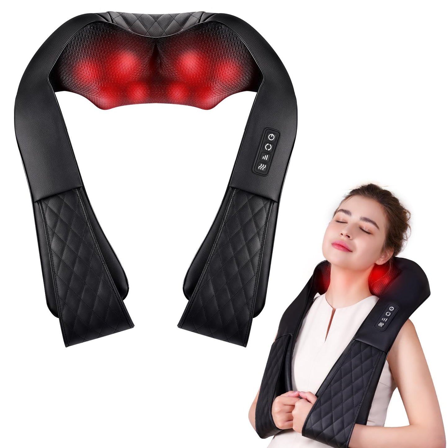 COPYJOY Shiatsu Neck and Back Massager, Corded Electric Neck Massager with Heat for Pain Relief Deep Tissue 4D Kneading Shoulder Massager Pillow for Whole Body Relaxation, Gifts for Mom Dad Women Men