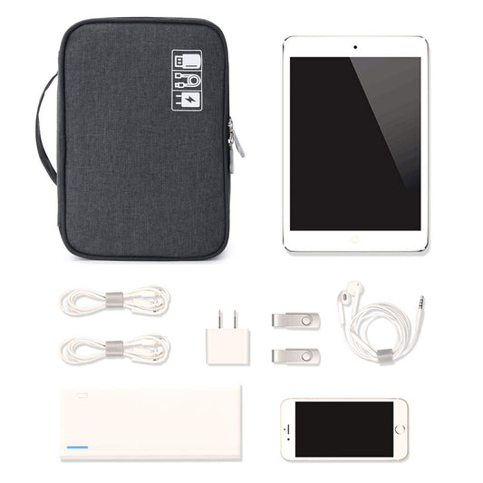 Lanola Travel Cable Organizer Bag, Electronic Accessories Case Portable Double Layer Cable Storage Bag for Cord,phone,Charger, Flash Drive, Phone, SD Card,Personal Items - (Black)