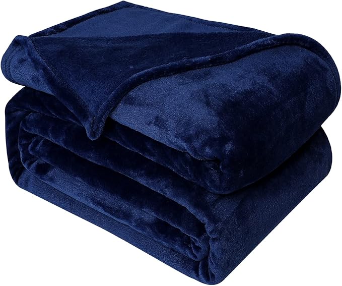JIAHANNHA Navy Blue Fleece Throw Blankets Queen Size 90 by 90 Inches for Bed Sofa Couch 280GSM,Super Soft Cozy and Luxury Bed Blanket for All Season