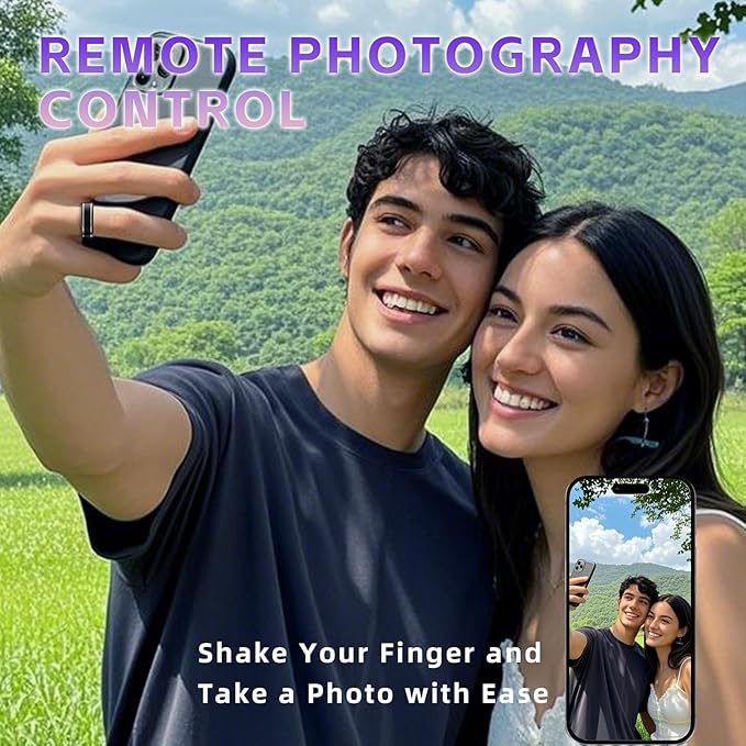 Activity Tracker Ring for Men – Smart Ring with Heart Rate, SpO2, Blood Pressure, Sleep Monitoring, Step & Calorie Counter, 5ATM Waterproof, No Subscription Fee (Black, 7)