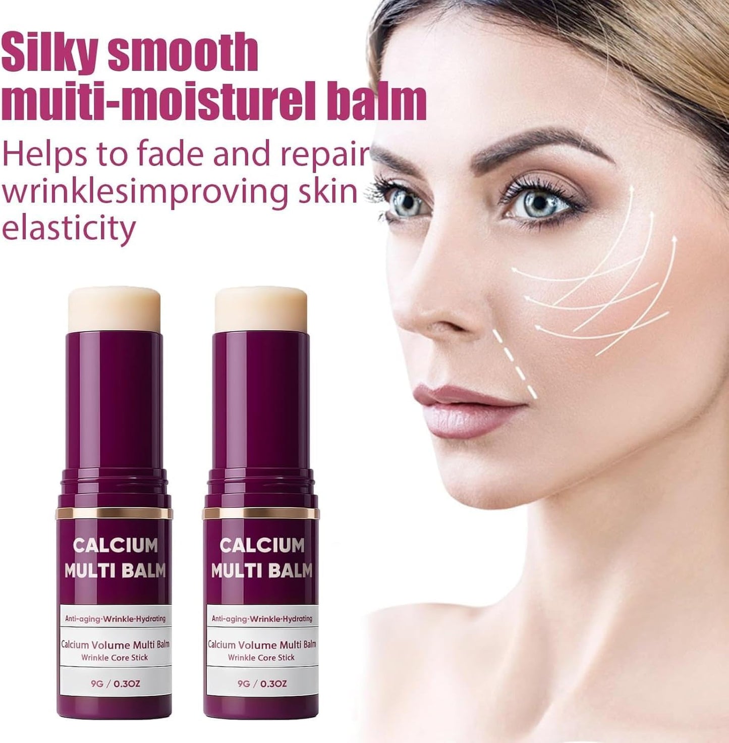 Calcium Multi Balm, Calcium Volume Multi Balm, Wrinkle Core Stick, Korean Collagen Moisturing Stick, Anti-aging, Hydrating, Firming Skin, Suitable for Eyes