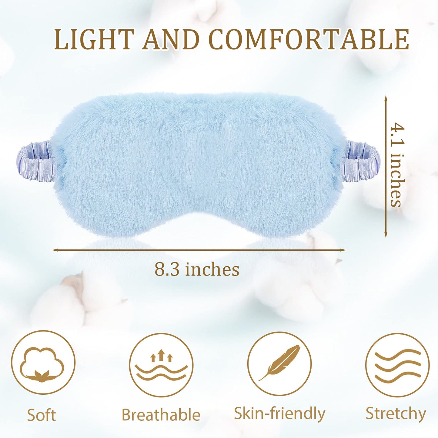 SATINIOR 18 Pieces Plush Eye Mask Soft Sleeping Blindfold Fluffy Eye Cover for Girls and Adult Party Favors