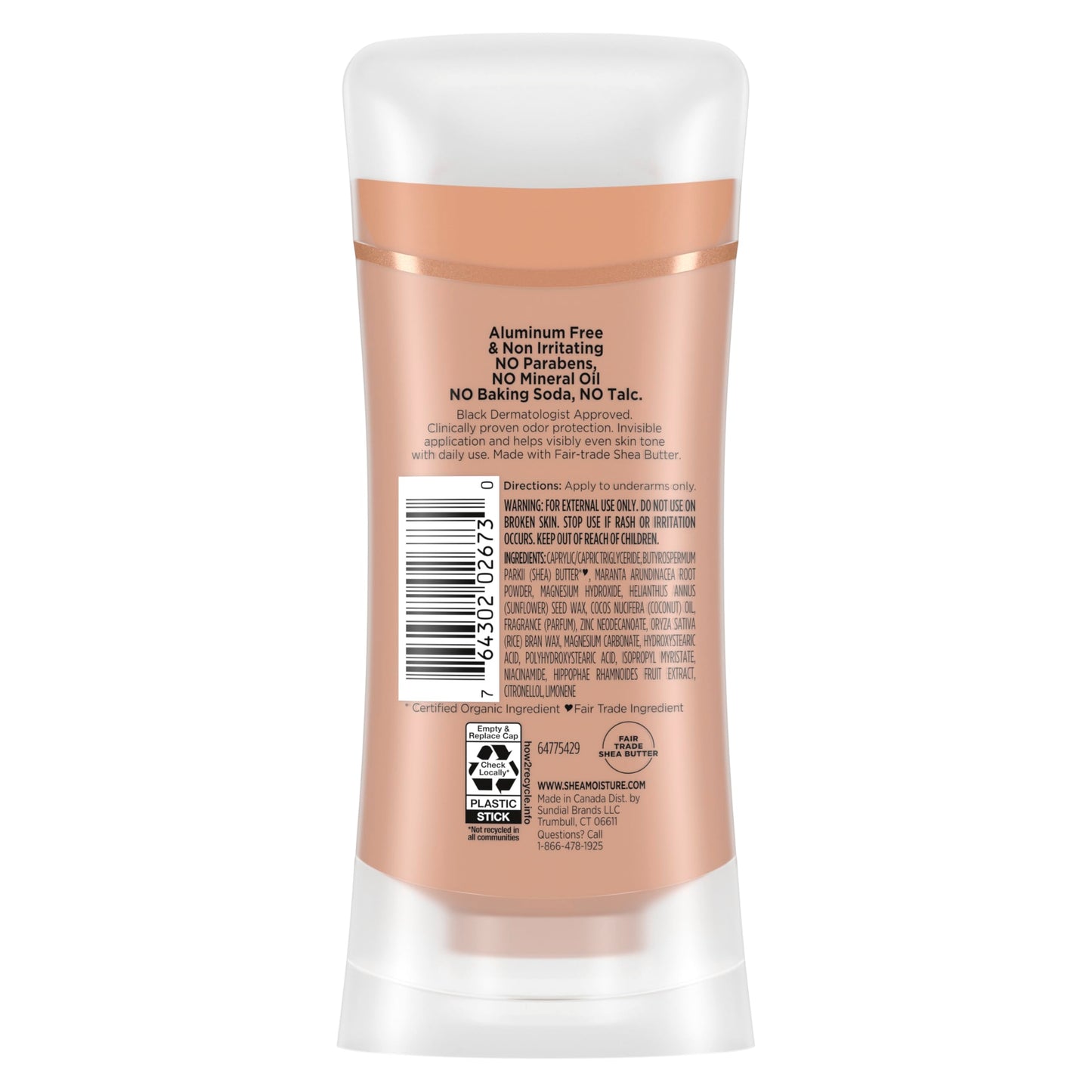 SheaMoisture Deodorant Stick for 72h Odor Control Fresh Aluminum Free 2.6 oz