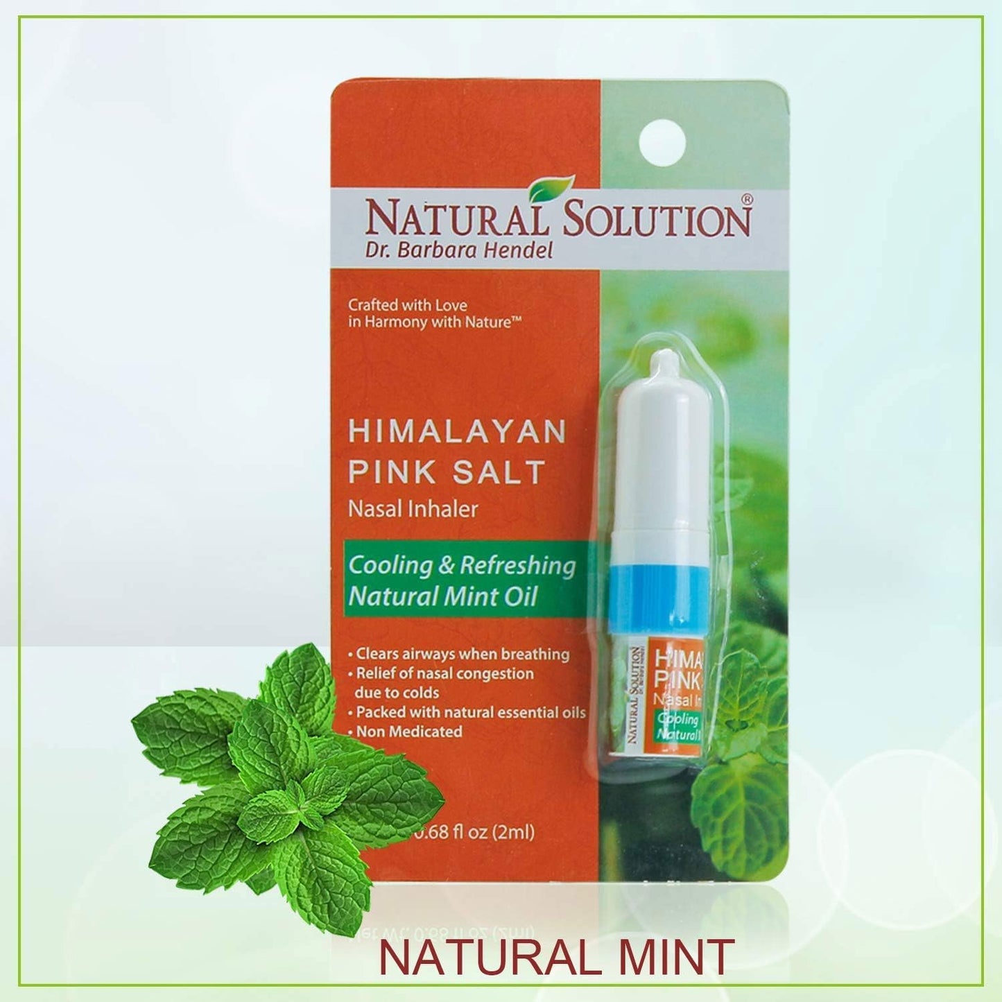 Natural Solution Salt Nasal Inhaler, Aromatherapy with Organic Mint Oil, Congestion, Refreshing and Relaxing Sinus Pressure Relief, 0.068oz | Pack of 3