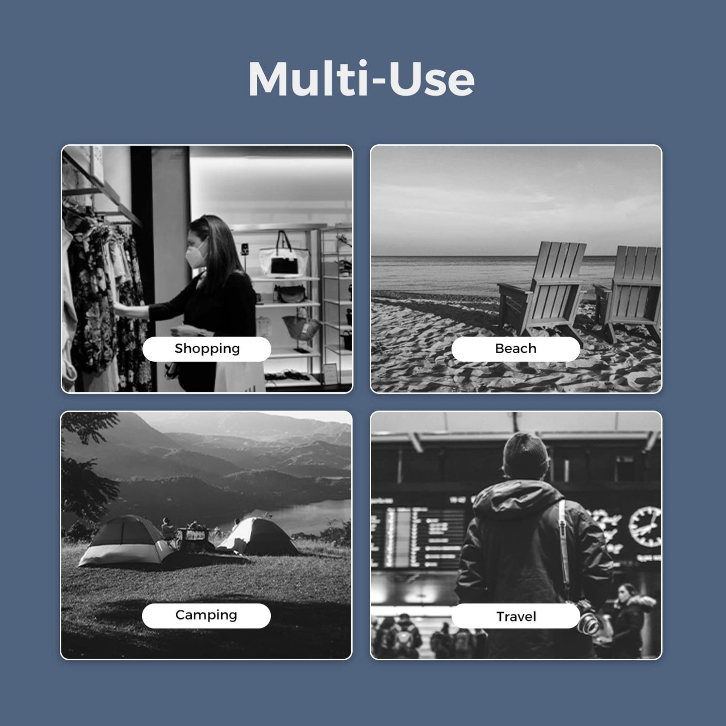 pack all 16L Lightweight Packable Tote Bag, Water Resistant Foldable Grocery Bag, Reusable Shopping Bag (Black)