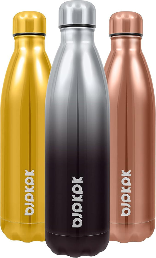 BJPKPK Stainless Steel Water Bottles 25oz Insulated Water Bottle Keep Cold And Hot, Silver Miner