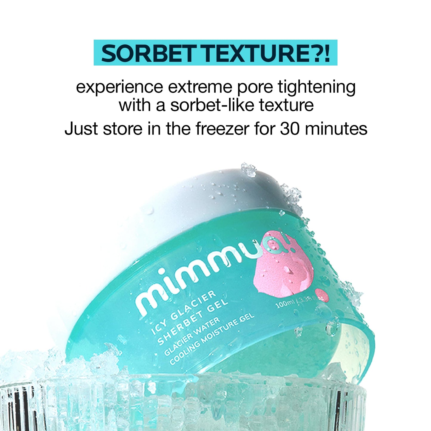mimmua! Ice Sorbet Soothing Cooling Face Moisturizer | Pore Minimizer for Face Before Makeup | After Sun Care for Sunburn, Heat Rash & Calming Gel Cream After Shower | Korean Skincare | 3.38 Fl Oz