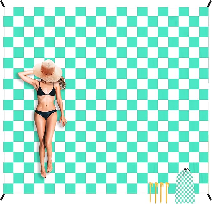 Beach Blanket, Waterproof Sandproof Beach Mat Lightweight Outdoor Picnic Blanket for Travel, Camping, Hiking