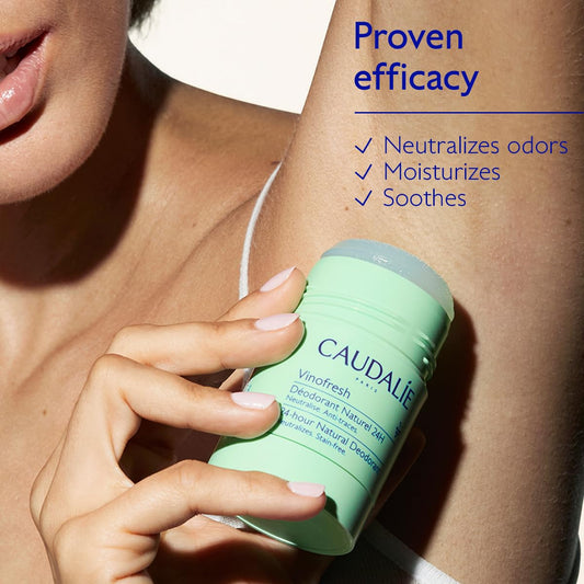 Caudalie Vinofresh Natural Deodorant Stick, Aluminum Free and Alcohol Free, with Eucalyptus & Grape - 50g