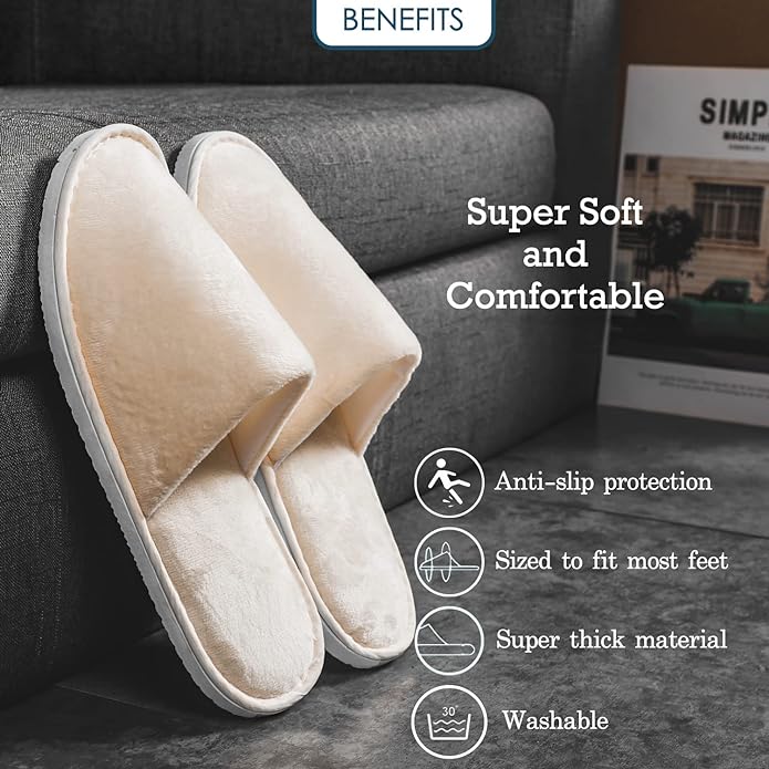 6-10 Pairs Spa Slippers, Non Slip Disposable Slippers For Guest, Washable Reusable, Which Can Be Used As Women Men, House, Indoor, Bathroom, Bedroom, Hotel, Bride Slippers