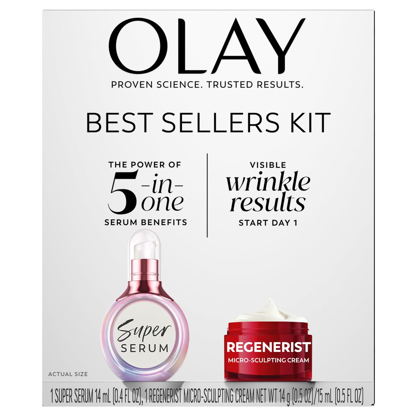 Olay Super Serum and MicroSculpting Cream Mini Duo Best Sellers Kit, Super Serum 0.4 FL OZ , MSC 0.5 FL OZ