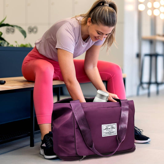 Ranslen Large Capacity Folding Travel Bag, Expansion Duffel Bag with Dry & Wet Separation