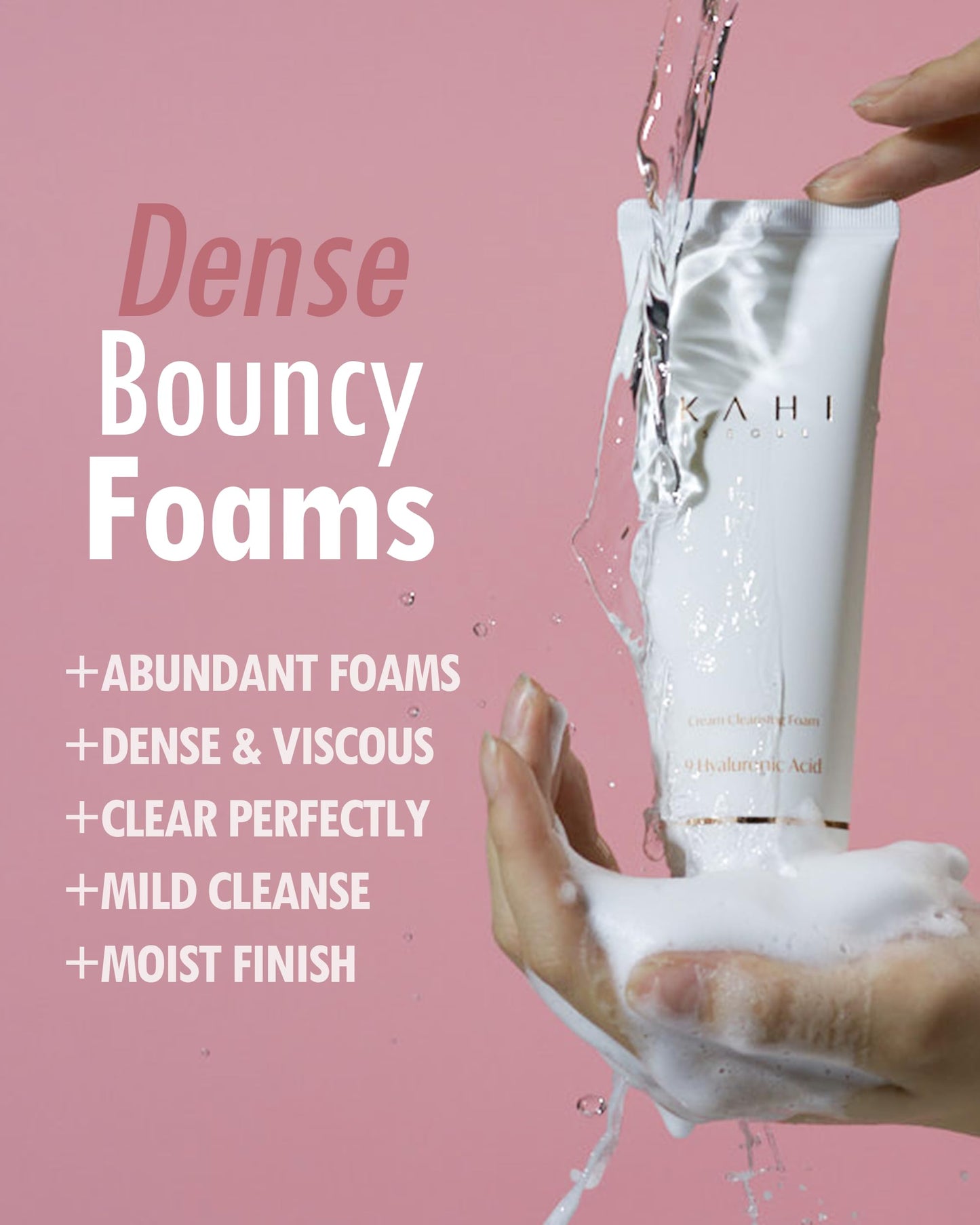 KAHI Cream Foaming Cleanser Face Wash | Hydrating Cream to Foam Cleanser for Oily Skin & Combination Face Care | Gentle Face Cleanser w/Collagen K Beauty Foaming Face Wash 2.70 fl oz