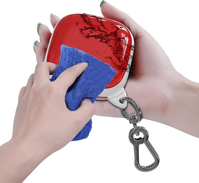 Compatible Powerbeats Pro Case Cover, Full Protective Shockproof Anti-Slip Silicone Case for Beats Powerbeats Pro (White Edge+Red)