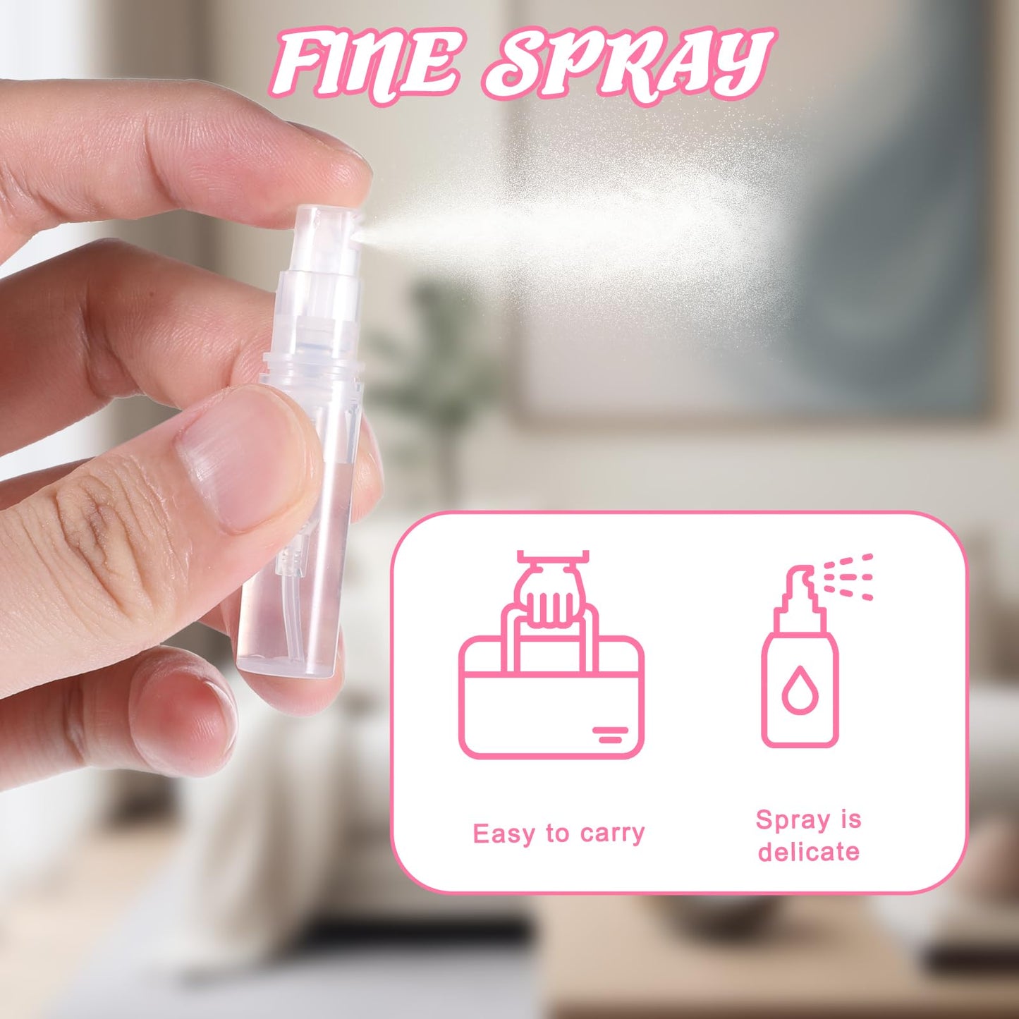 InnoHHustle Mini Perfume Sample Bottles, 10 Pcs 2 ml Mini Spray Bottles Plastic Travel Perfume Bottle Refillable Portable Travel Spray Bottle Clear Atomizer Sprayer, Fine Mist