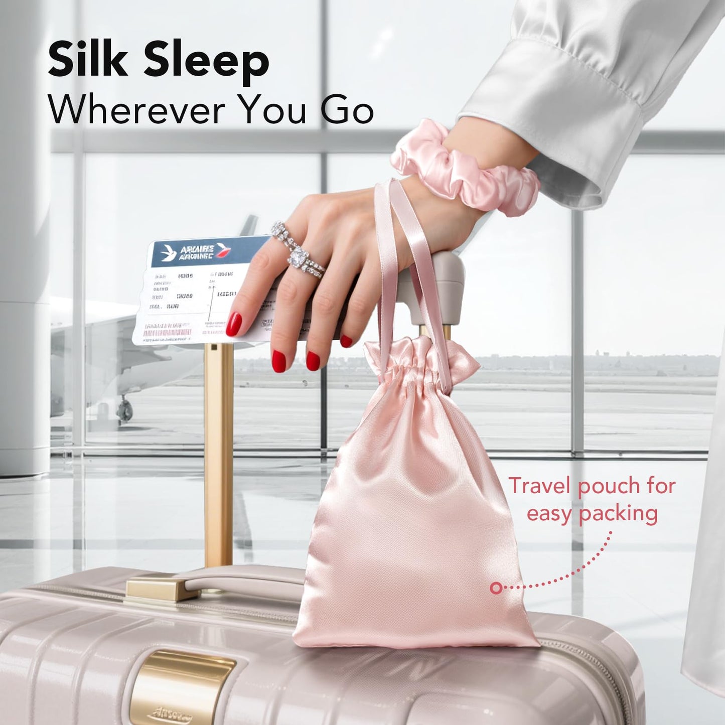 LitBear 100% Pure Silk Sleep Mask, 22 Momme 6A Mulberry Silk Fabric and Filling, Total Light Blocking Eye Mask Sleeping for Women, Men, Side Sleepers, Includes Travel Pouch and Scrunchie