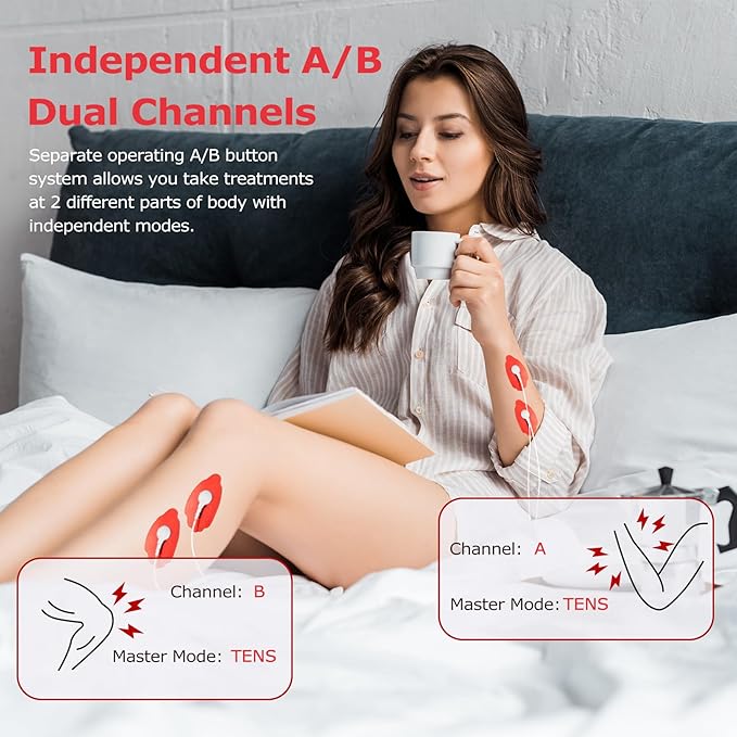 12Modes TENS EMS Unit Compact Muscle Stimulator for Pain Relief, Rechargeable & Portable Dual Channel EMS Muscle Stimulator with 36 Intensity Levels (Including Electrodes Pads)