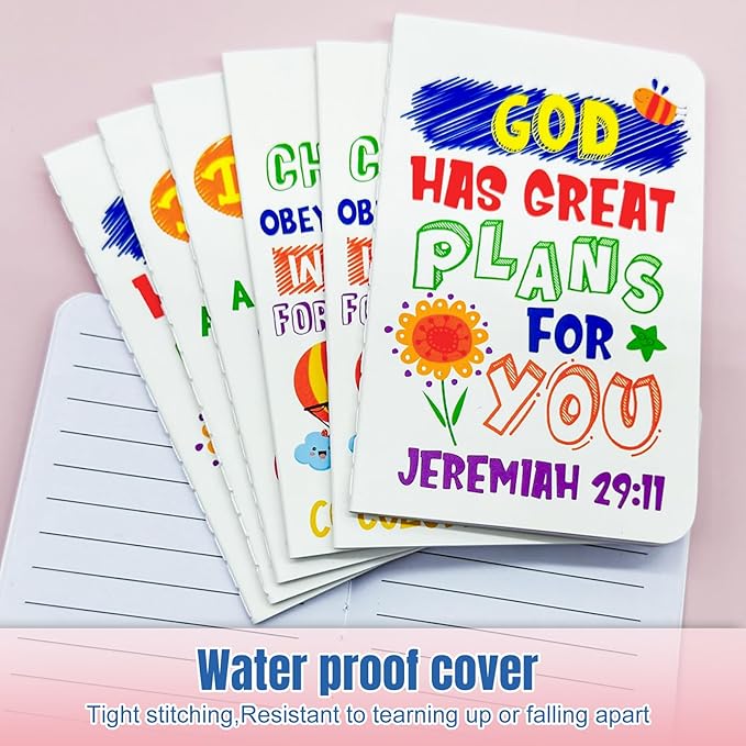 24Pcs Bible Verse Notepads,Mini Religious Pocket Notebooks Motivational Christian Small Inspirational Notepads Journals Gift Bulk Prizes for Kids Teacher School Home Travel Supplies (Bible White)
