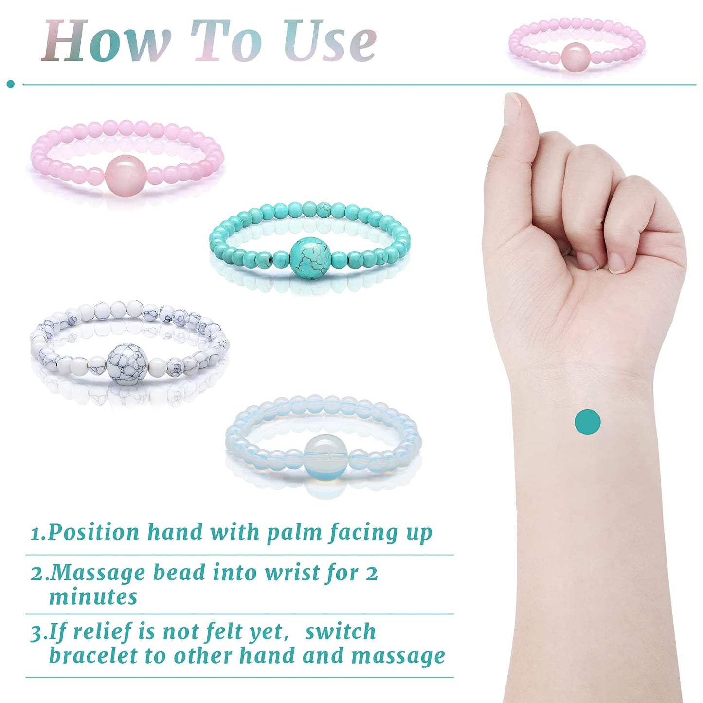 Jadive 4 Pieces Anti Nausea Wristband Seasickness Motion Sickness Bracelets Wristband Adjustable Motion Nausea Bands for Motion Sickness, Morning Sickness, Car Sickness, Travel Sickness