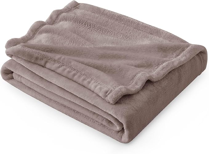 Bedsure GentleSoft Fleece Blankets Twin Size Mocha Brown - 300GSM Lightweight Plush Fuzzy Cozy Soft Blanket for Bed, Sofa, Couch, Travel, Camping, 60x80 inches