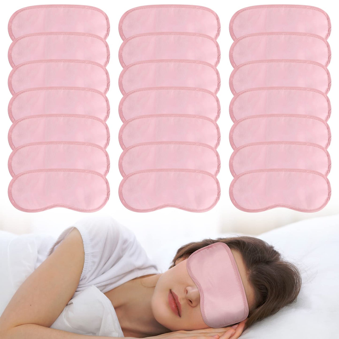 Silkfly 100 Pieces Silk Sleep Eye Mask Bulk Christmas Eye Cover Gifts Blindfold with Adjustable Elastic Strap Sleeping Night Mask for Women Comfortable Travel Sleep(Pink)