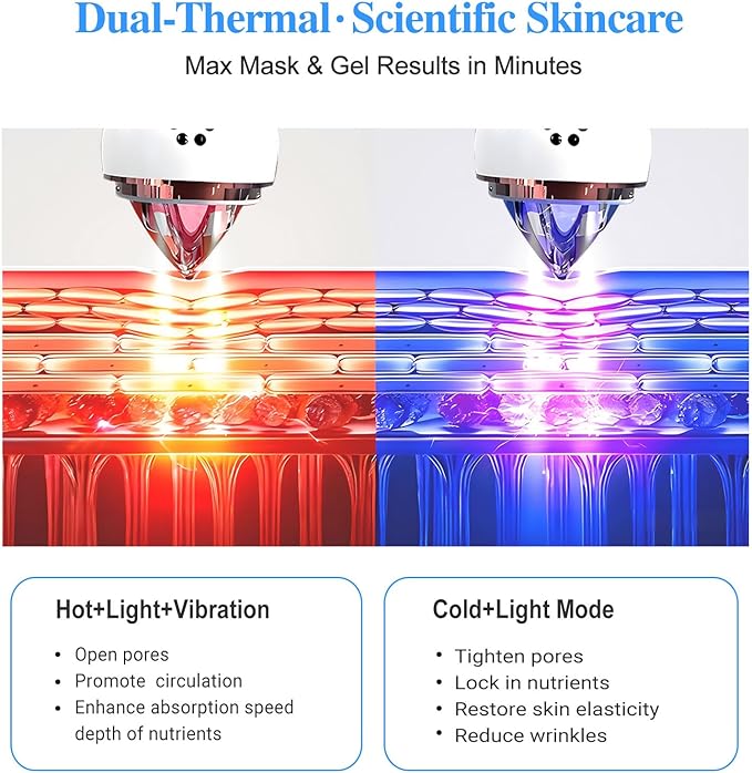 Cold Heat Facial Massager Red Light Therapy for Face Neck Eye Lifting Firming Depuffing,7-in-1 LED Facial Sculptor Skin Care,Cooling Electric gua sha Lift Device Reduce Forehead Frown Smile Line