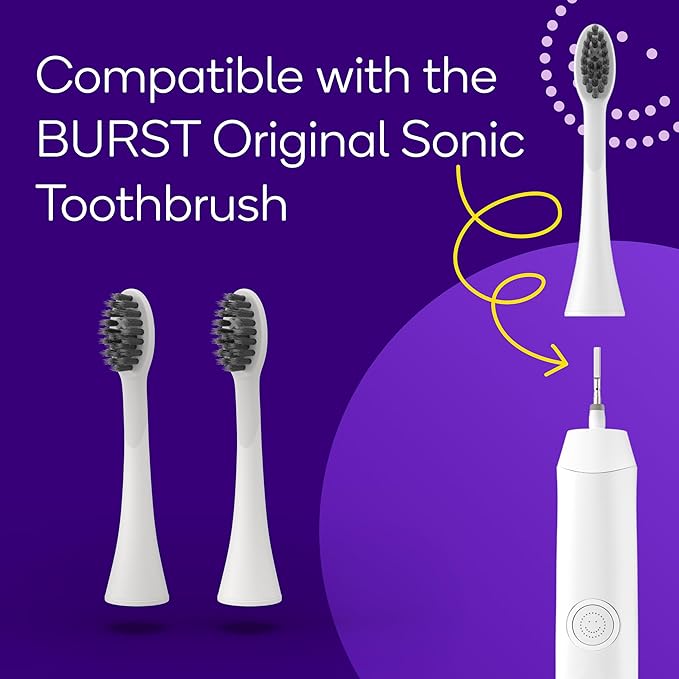 BURST Emergency Replacement Heads for Original Sonic Electric Toothbrush (White /2 Pack) | Ultra Soft Bristles for a Fresh Start After Sickness | Deep Clean, Stain & Plaque Removal