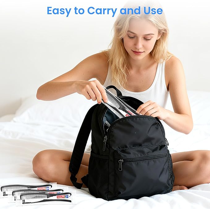 Black Disposable Toothbrushes with Toothpaste and Comb - Pack of 30,Individually Wrapped Single Use Travel Toothbrushes Kit Bulk for Homeless,Guests,Hotel