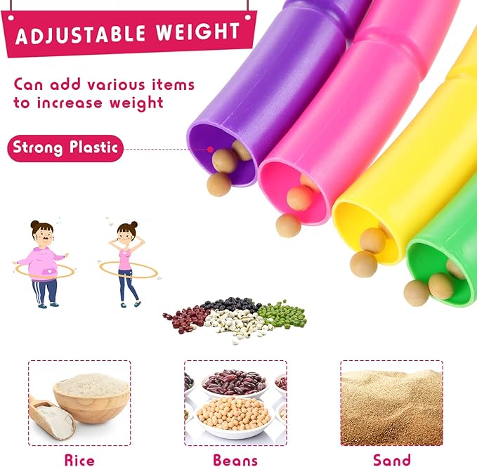 Chivao 8 Pack Color Detachable Hoop Fitness Waist Exercise Ring Plastic Exercise Hoop Adjustable Weight Size Plastic Adult Party Supplies Game Sport Gymnastic