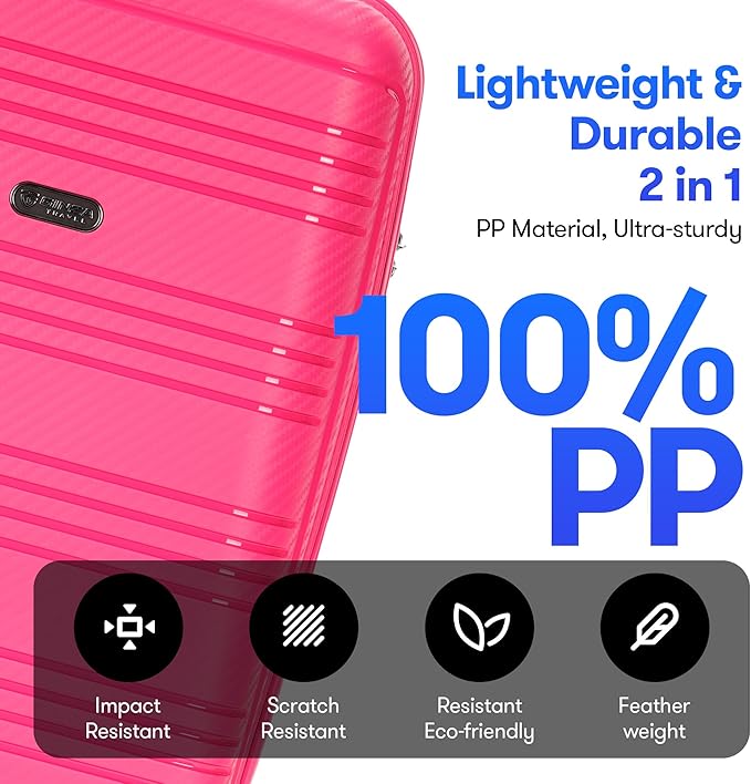 25 Inch Hardside Checked Luggage Large Lightweight Suitcase with Spinner Wheels TSA Lock, Checked-Medium 25-Inch, Dark Pink